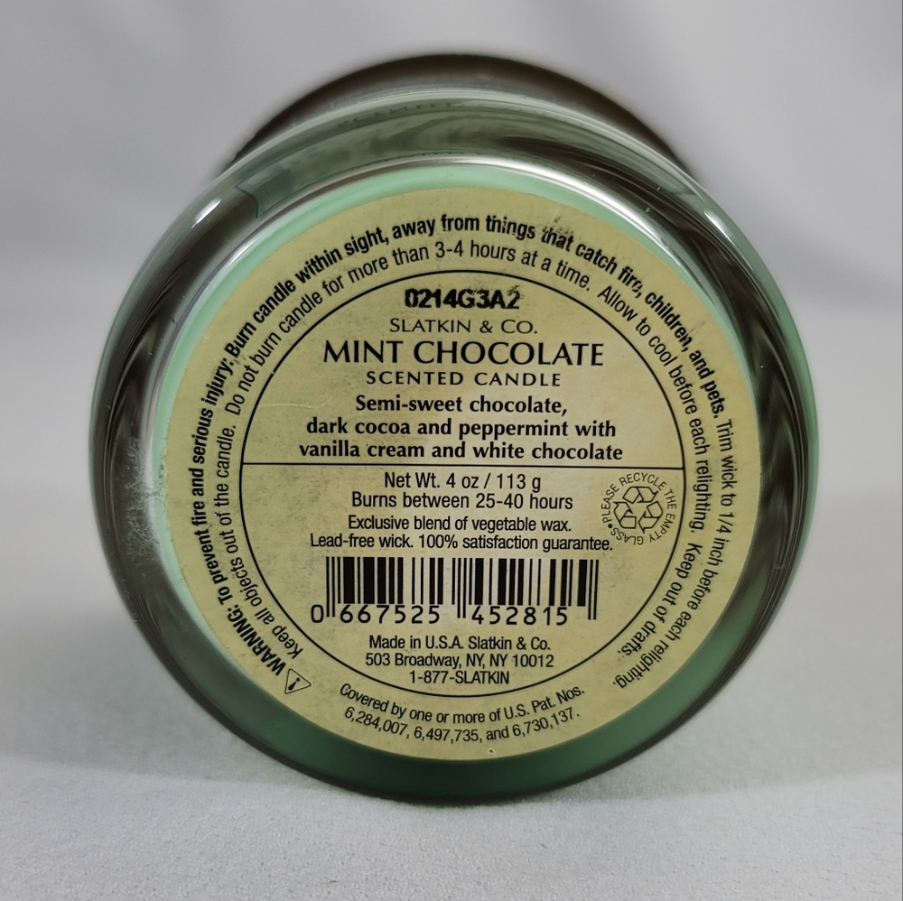 Slatkin & Co MINT CHOCOLATE One-Wick 4 Oz Candle - Picture 5 of 11